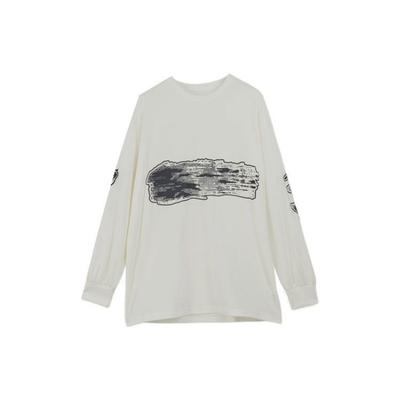 Y-3 SS23 Creative Print Crew Neck Long Sleeve T-Shirt Men Tops White IA3112