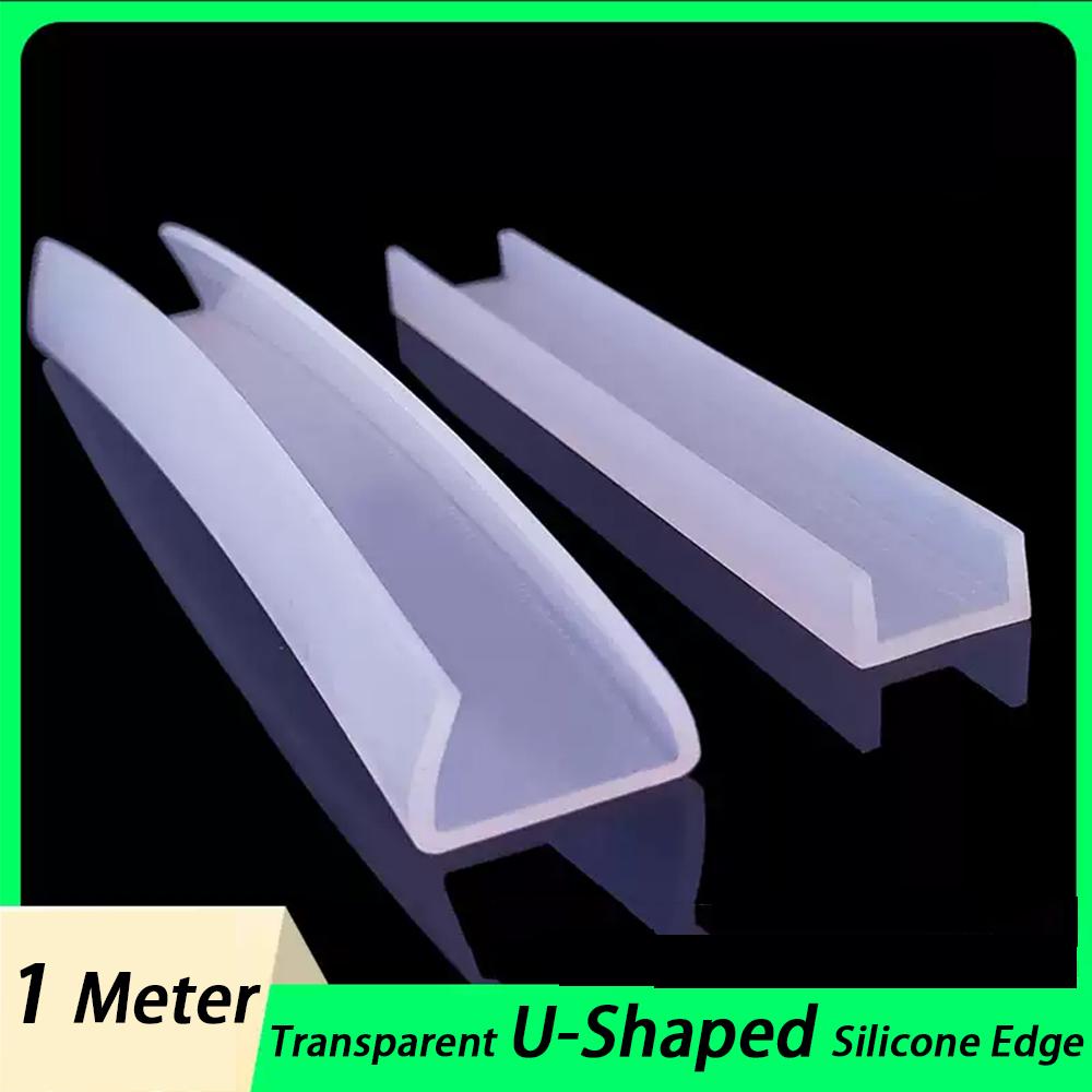 1 Meter Transparent U-Shaped Silicone Edge Banding Sealing Strip Car Door Protector Edging Guard Trim Bar For Glass, Metal