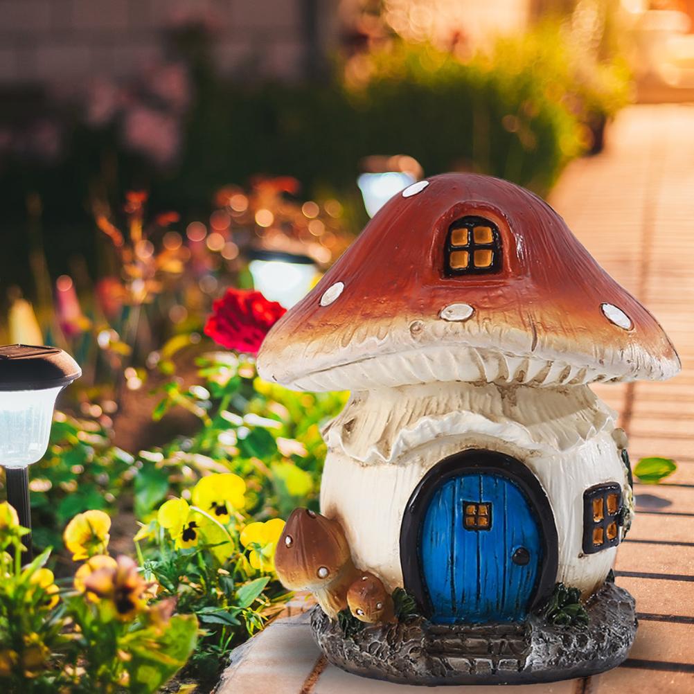 13cm Harz Pilzhaus Gartenornament Dekoration