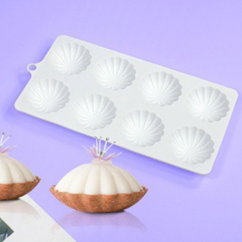 8-cavity Semicircular Petals Mold Baking Tool for Making Chocolate Fondant