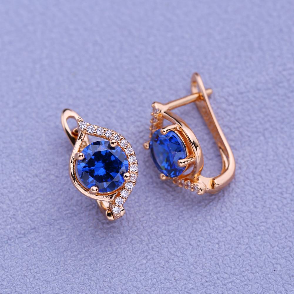 MINTHA Orecchini a Clip alla Moda Matrimonio Quotidiano Gioielli di Moda Orecchini in Zirconia Cubica Blu per Donna Orecchini Colore Oro Rosa