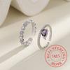 925 Sterling Silver Jewelry Purple Zircon Crystal Open Finger Rings for Women Wedding Party Jewelry For Girls Friend Gift