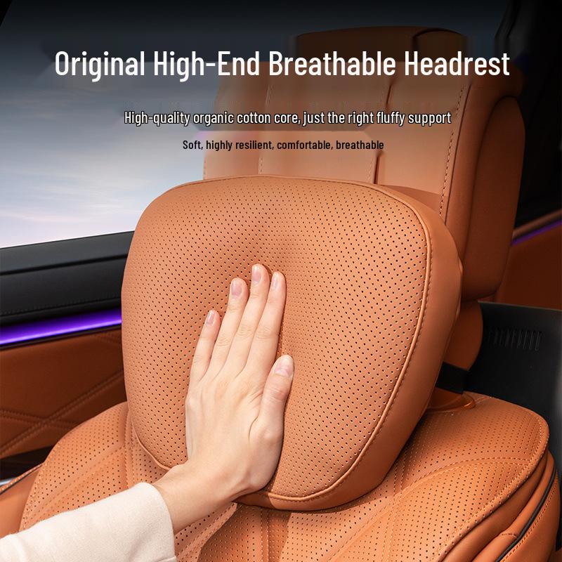 Premium Maybach S-Class Headrest & Breathable Lumbar Support Cushion