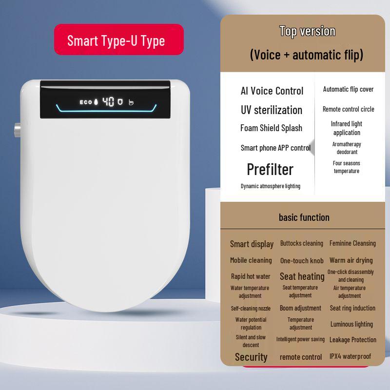 

Универсальное умное сиденье для унитаза с автоматическим подъемом, очисткой, сушкой, пультом дистанционного управления и V-образным пенопластовым щитком