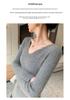Women's Slimming Ribbed Wool V-neck Cashmere Sweater: Solid Color, Long Sleeve, Casual Knitwear