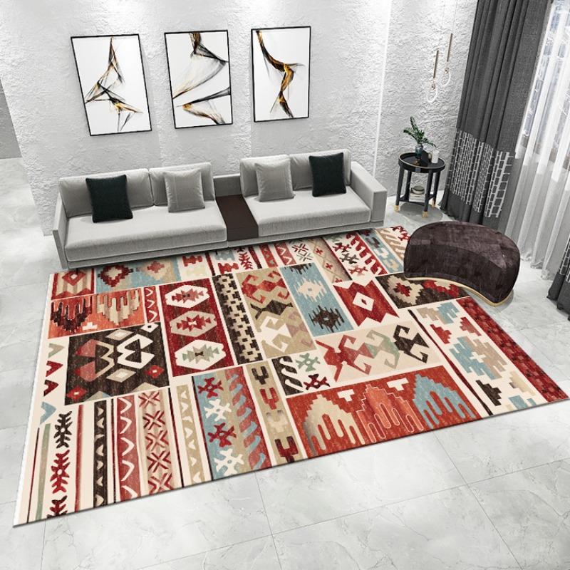 Ethnisch Stil Anti-Rutsch Teppich Marokkanisch Vintage Druck Teppich für Wohnzimmer Schlafzimmer Balkon Etc Multi-Größe Heim Dekoration Matte