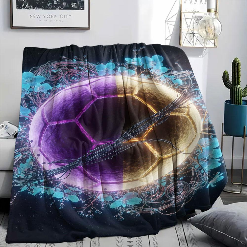 1Pc Luminousball Print Flannel Blanket, High Quality Comfortable for All Seasons, Home Decor, Warmth and Comfort, Perfect for Christmas Gifts