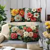 Art Floral Print Pattern Home Decor Pillowcase Bedroom Living Room Sofa Decoration Polyester Cushion Cover With Zipper