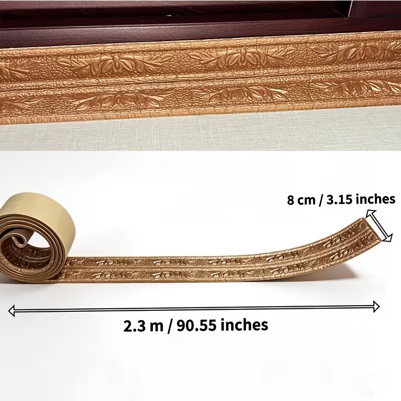 

1PC 2.3m/90.55inch 3D Wall Trim Line Skirting Border Self Adhesive Waterproof Baseboard Wallpaper Wall Sticker For Room Home Dec (copper,2.3m) мідний