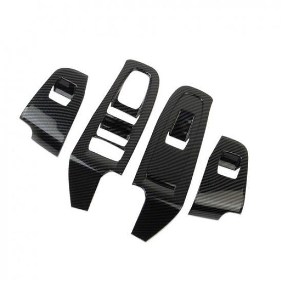 Carbon Fiber Style Door Window Lift Switch Panel Cover Trim For Subaru Crosstrek