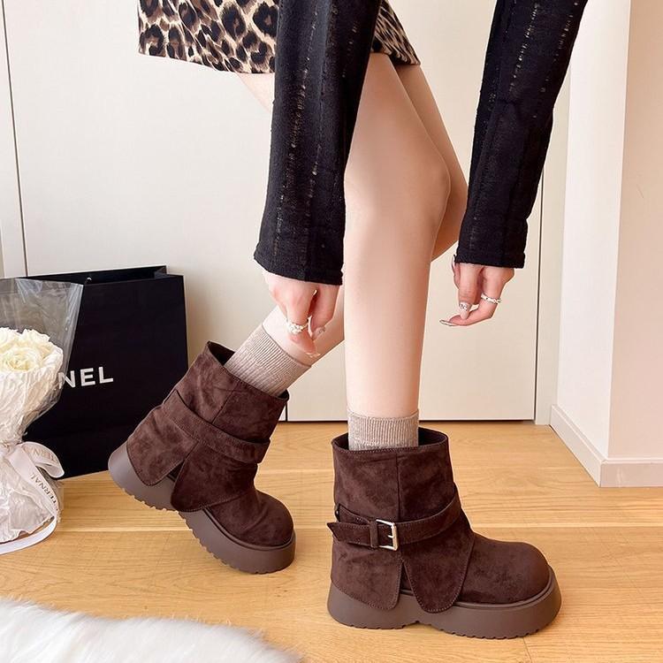 Thick-soled heightening stacking boots women's 2025 new summer and autumn western cowboy short boots Martin boots small trouser boots