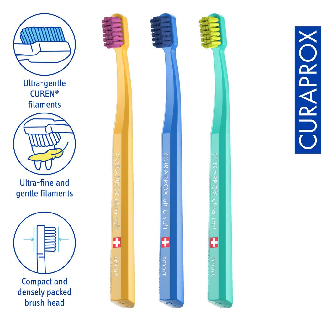 Curaprox 7600 Smart CS 3 brushes x 3 packs brushes toothbrush, (9 total) [Used]