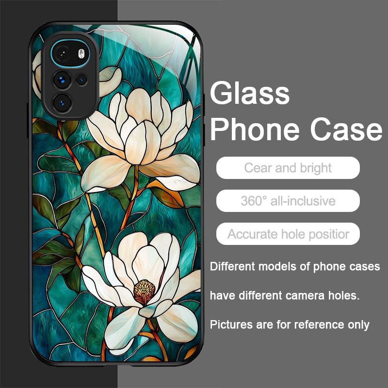 Orchid Flower Lotus Blooming Large Petals Tempered Glass Phone Case for Motorola Moto G85 G84 Edge 50 Fusion 40 Neo 30 Pro Cover