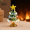 Small Souvenir for Christmas Handmade Glass Mini Tree Figurine Blown Tabletop Ornament with Solid Craftsmanship Pieces Star Topper Desktop