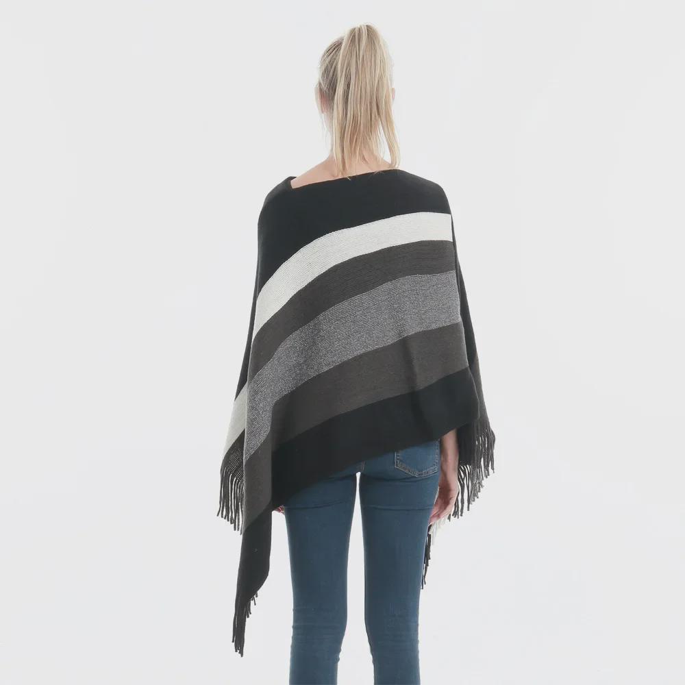 Nový jarní a podzimní pletený šál s střapci: Teplý, velký, volný top s kapucí