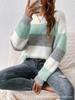 Pull Décontracté Rayé Français à Épaules Tombantes pour Femme - Col Rond Tricot Automne Hiver