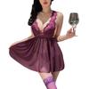 Sex Underwear, Sexy Transparent Mesh Suspender Skirt, Purple Charm, Pure Desire To Wear Deep Chest