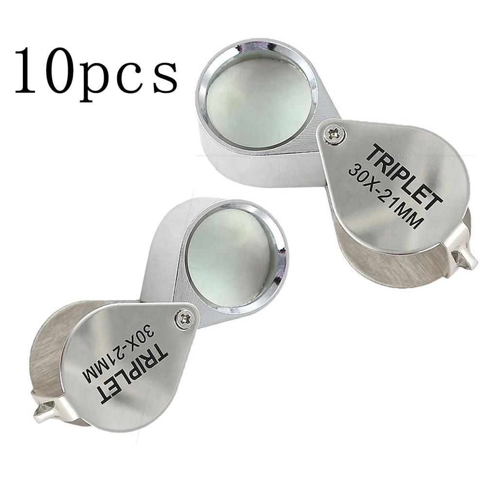 Pocket Loupe Magnifier Jewelry Magnifying Glass Foldable Diamond Lupa Triplet Jewelers Eye Glass Tool Reading Magnifier