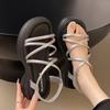 Fashion Womens French Platform Sandals 2025 Summer Boho Woven Roman Sandals Retro Beach Casual Shoes Lightweight Comfortable Chic Trendy