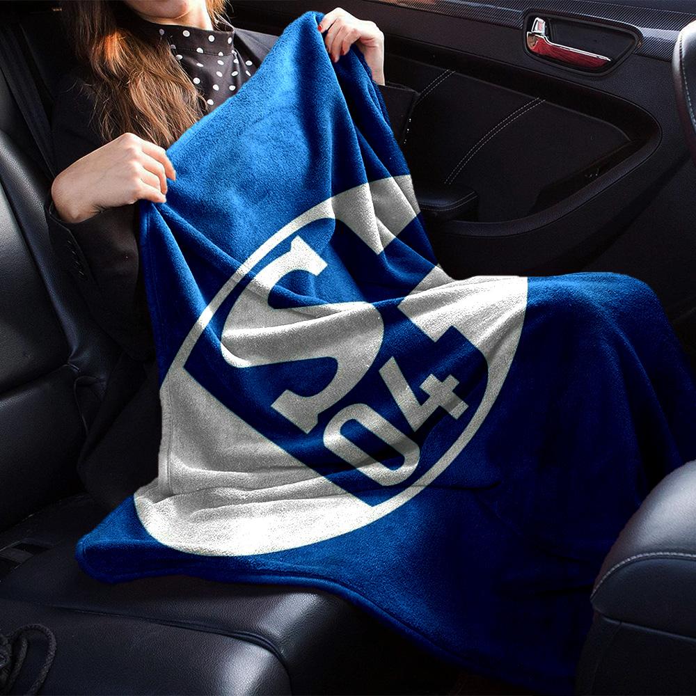 FC Schalke 04 Club Logo Flannel Throw Blanket, Soft Warm Sofa Bed Cover, Soccer Fan Home Decor Gift for Living Room Bedroom