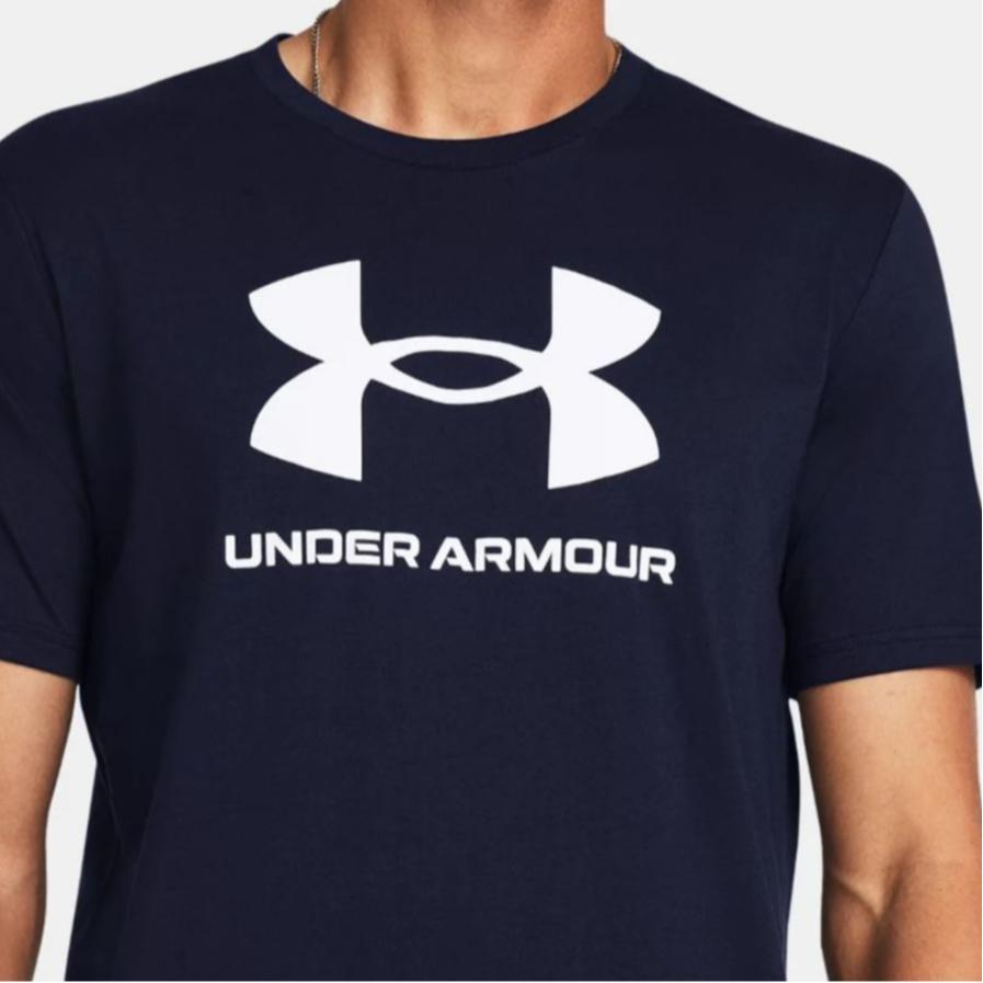 Under Armour Sportstyle Logo Print Crew Neck T-Shirt Men Tops Navy-Blue 1382911-408