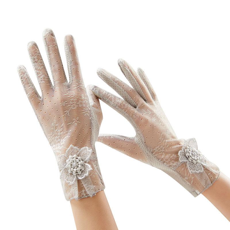 1 Pair of Lace Sunshade Gloves for Women, Summer Thin, Suitable for Driving, Cycling, Touch Screen, And Non-Slip, Short Style.