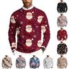 Men's Christmas Printed Crewneck Long Sleeve Ribbed Knit Pullover Sweater | Relaxed Fit Casual Business Knitwear For Holiday Parties & Daily Wear