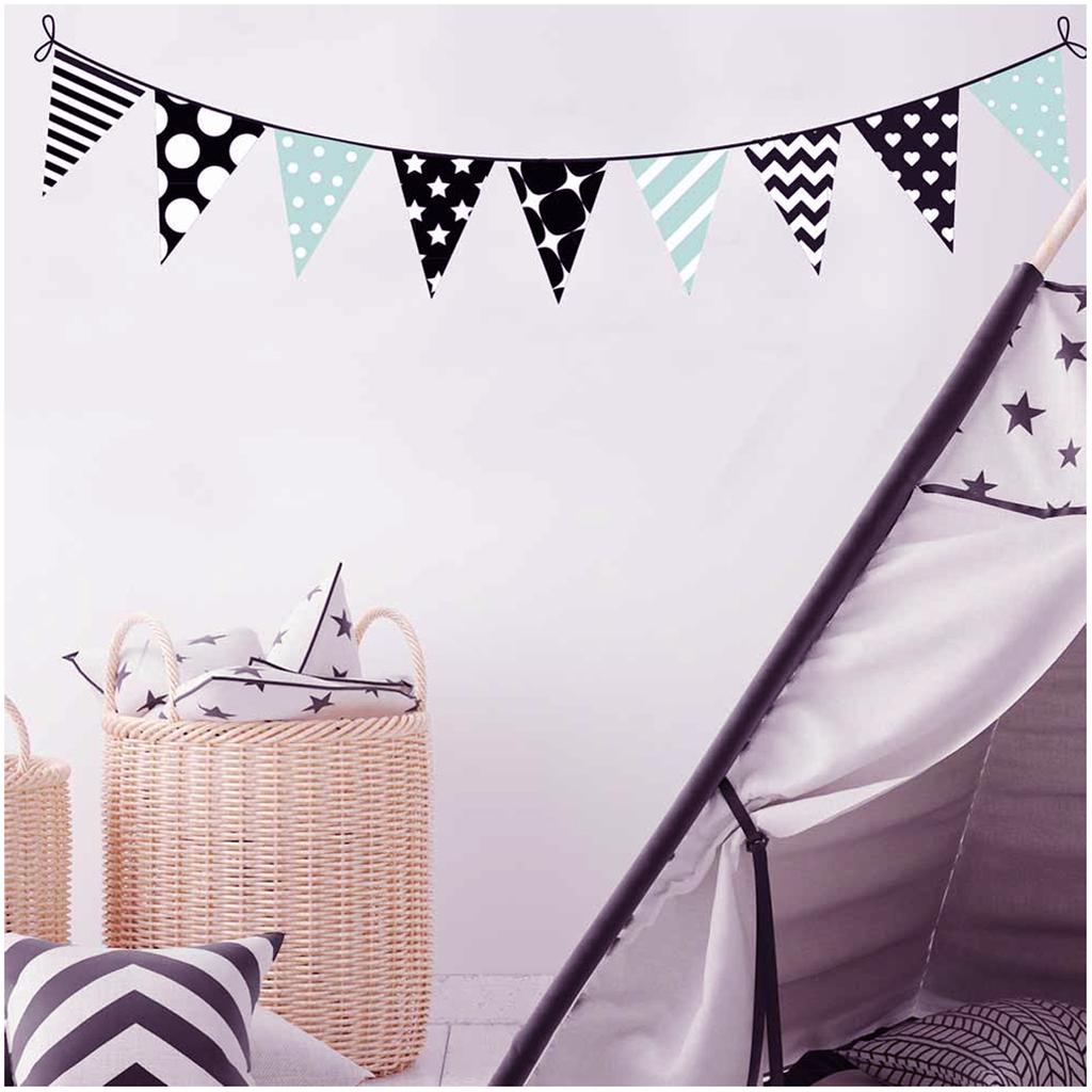 Les Trésors De Lily [Q8302] - Sheet of Stickers 'Garland' Black Blue - 50x70 Cm