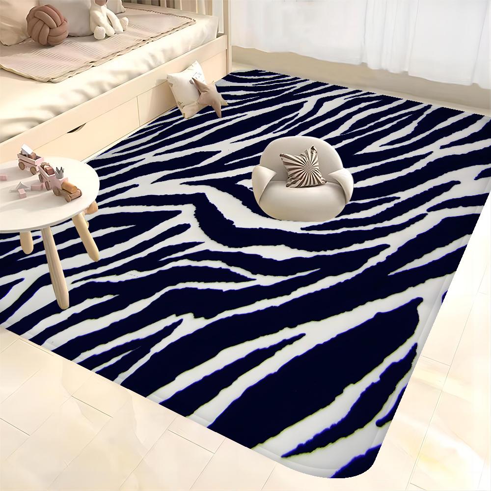 Black White Print Zebra Floor Mat INS Style Soft Bedroom Floor House Laundry Room Mat Anti-skid Bedside Area Rugs