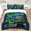 3pcs Minecraft Creeper, Skeleton, Enderman Pixel Art Home Decor Bedding Set-Universal Three-Piece Suit for Bedroom, Guest Room, Living Room,