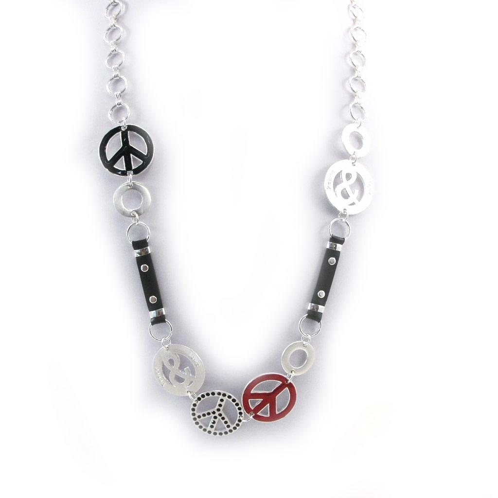 

NOA [G5890] - Дизайнерское длинное колье Peace красное.