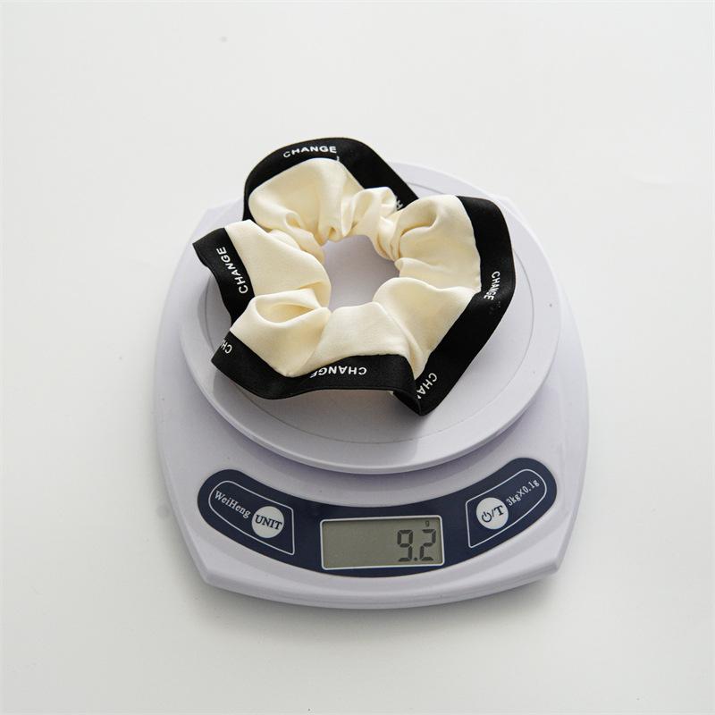French Elegant  Korean Style Fashion Letter Ribbon Edge Elastic Scrunchies Satin Hair Ties Scrunchi for Women Girls