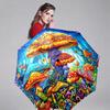 Automatic Folding Umbrella with Magical Forest Mushroom & Design - 8-Rib Self-Opening/ Closing, Collapsible Portable Umbrella