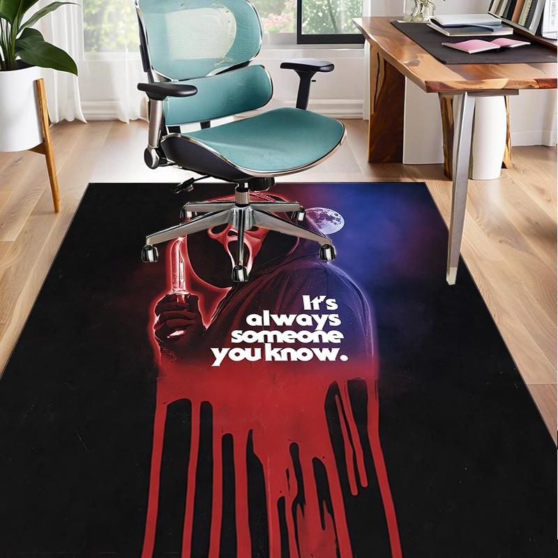 Heartbeat Ghostface Of Horror Office Rug Chair Mat, Game Carpet, Suitable for Front Door, Bedroom, Living Room, Desk, Holiday Gift