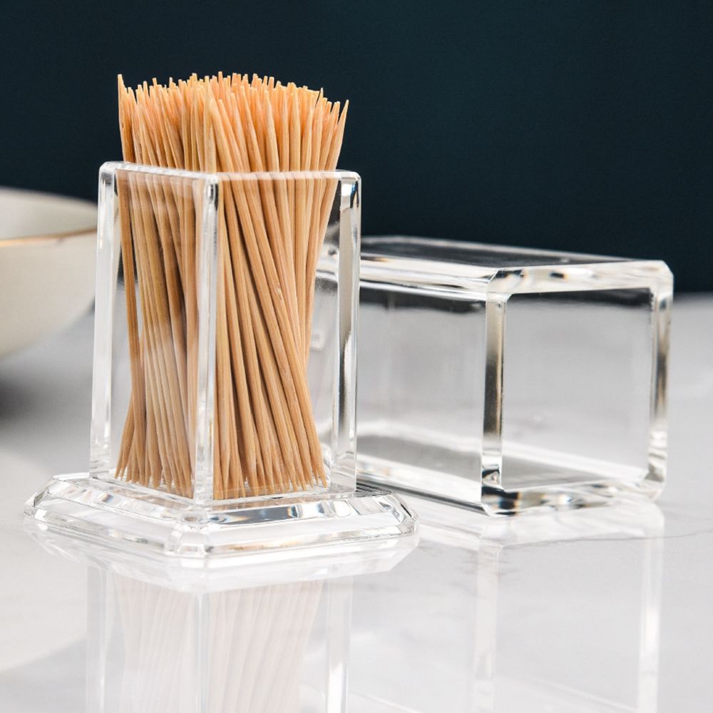 Hotel Round Square Transparent Toothpick Box Desktop Accessories Toothpick Bottle Storage Box