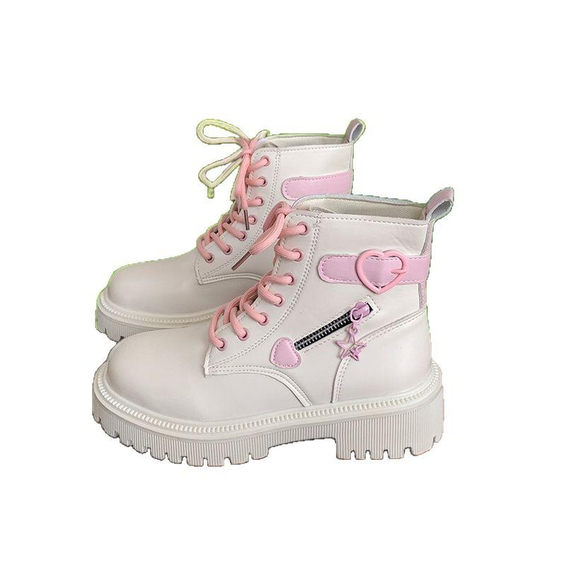 Girls bow Martin boots women's 2025 new autumn and winter student short boots versatile thick-soled heightening British single boots