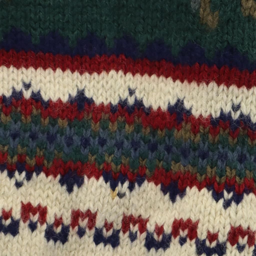 HEATHER & TWEED 90s Old Reindeer Pattern Long Sleeve Sweater M Ivory Knit Men's Used