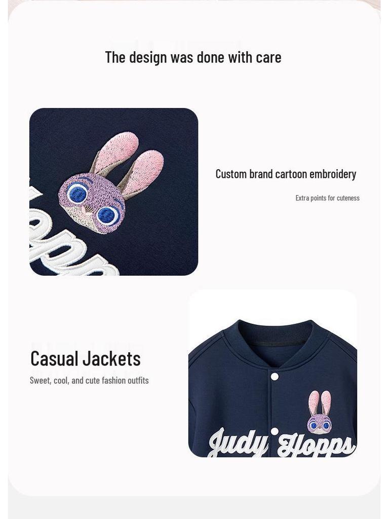 Officer Judy Hopps Baseballjacke für Mädchen - Cartoon-Schleife Herbst-Oberbekleidung