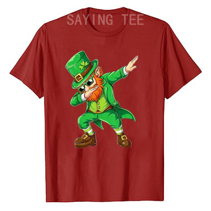 Dabbing Leprechaun Funny Gifts Men Kids Boys St Patricks Day T-Shirt Fashion Dab Dance Graphic Tee Tops Family Matching Clothes