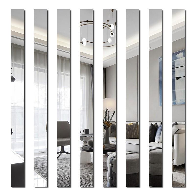 Adesivi Decorativi Murali Specchio Acrilico 1,2m - Set di 5 Strisce Lunghe