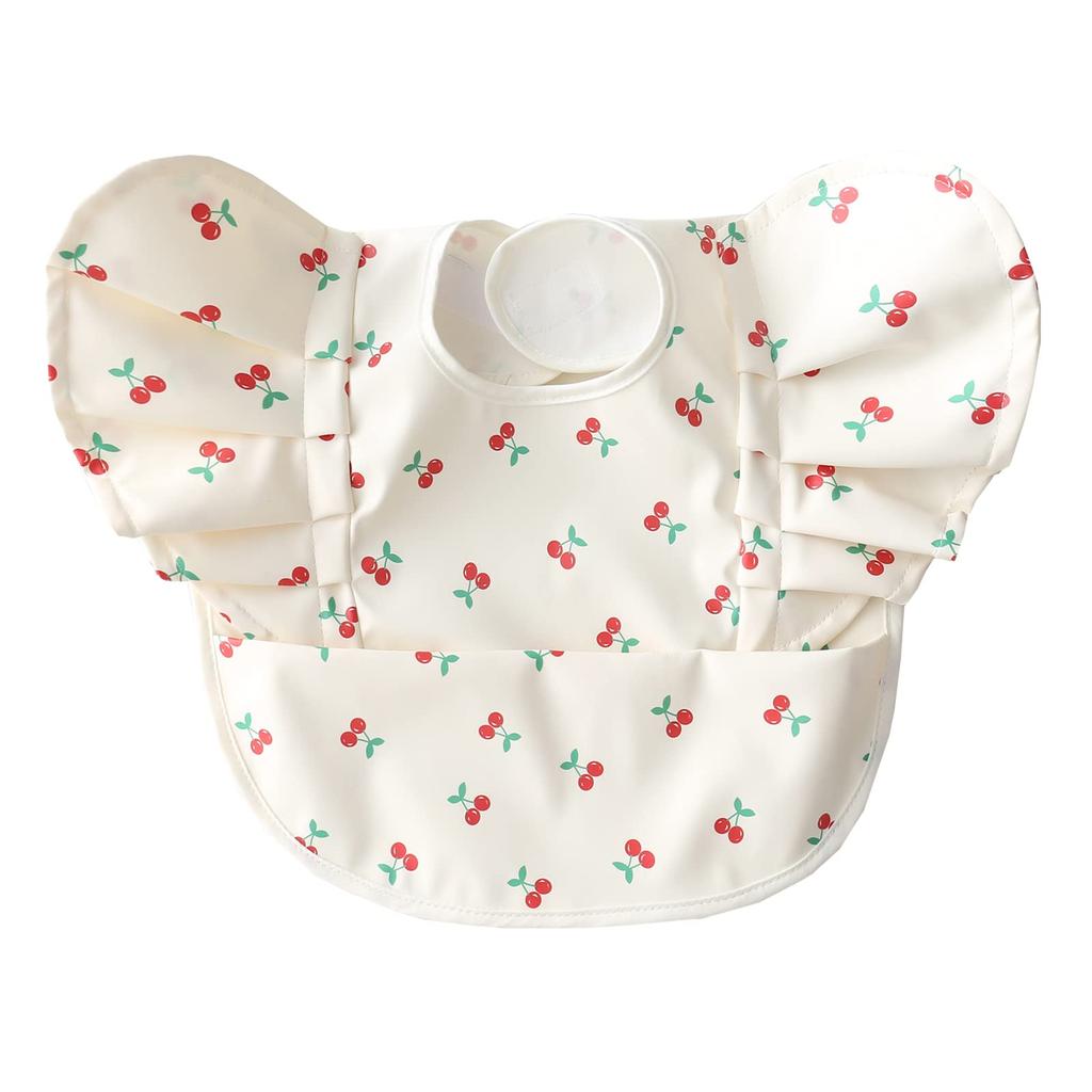 Waterproof Mealtime Bib with Cherry Baby Food Nordic Design with Baby Bib for Girls and Perfect for Preschool and Baby Gift [kalavika] Pattern, Soft,