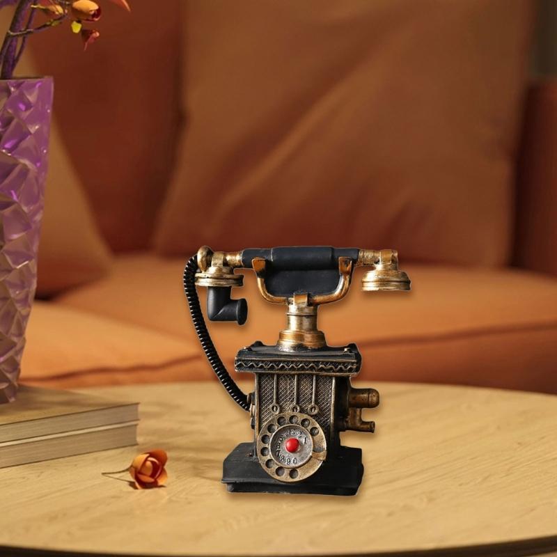 Antike Drehwahltelefon-Replikate Harz-Telefonmodell Statue Ornament Für Bücherregale Tisch Vintage Innenraumakzent
