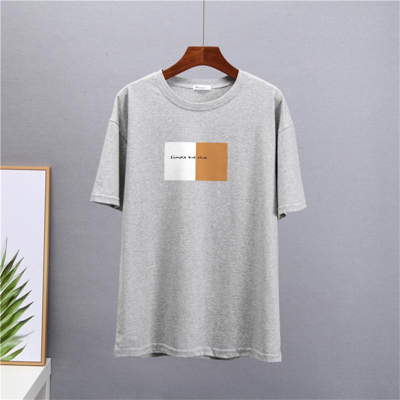 Módní tričko Shellsuning s potiskem dopisů pro ženy Letní základní trička s výstřihem do O Umělecká trička nadměrné velikosti Dámské 100% bavlna Základní měkké topy Harajuku