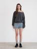 Heatherment Off-Shoulder Sweat Top (Charcoal)