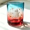 Bicchieri per Whiskey, Succo e Soda Halloween Fantasma Bicchiere, Tumbler Estetico Gradiente Colorato con Carino Motivo Teschio Tumbler Stampa Zucca, Festa Spettrale