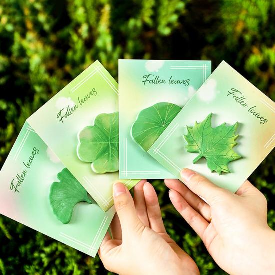 4PCS Memo Notes with Leaf Shape Smooth Writing Memo Sticker Strong Adhesive Reusable Practical Reminder Notes for Home Office