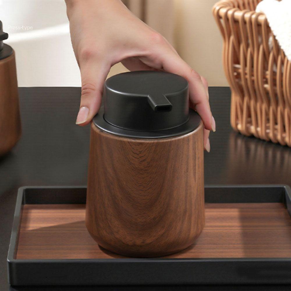 New Walnut Wood Grain Pump Bottle Refillable Portable Dispenser Bottle Cosmetic Containers Travel