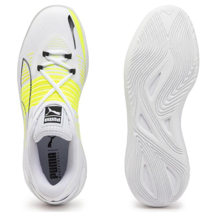 Puma Fusion Nitro Comfortable Lightweight Shock Absorption Slip Resistant Durable Low Top Basketball Shoes Unisex sneaker White Yellow 195514-12
