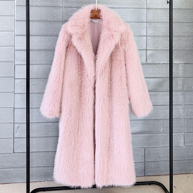 Autumn and winter women's long toka imitation fur suit collar coat coat, artificial fur imitation fur coat