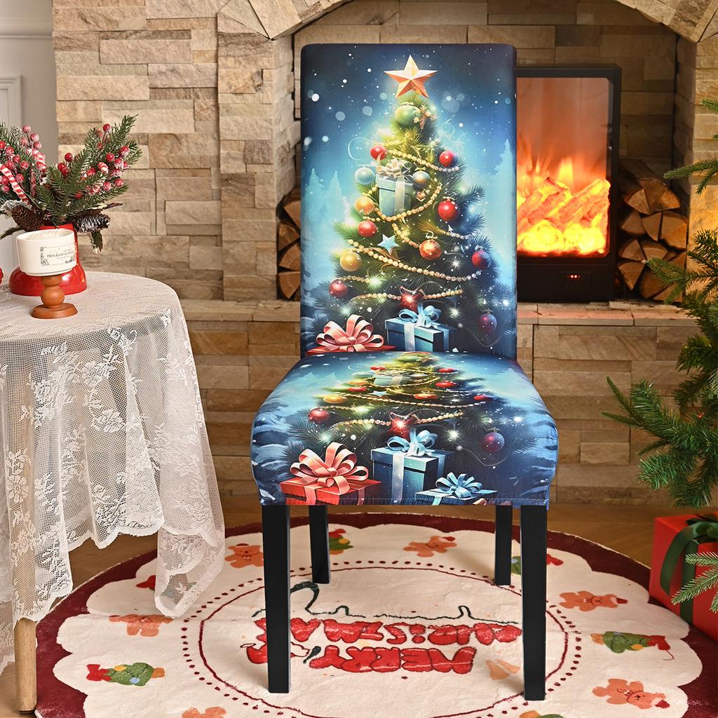 Stretch Print Christmas Chair Cover Christmas Chair Cover Decoration